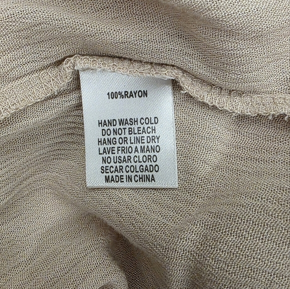 Kye Mi Boho Peasant Blouse with Crochet Fringe – Size Large (Beige/Tan) EUC - Picture 5 of 8